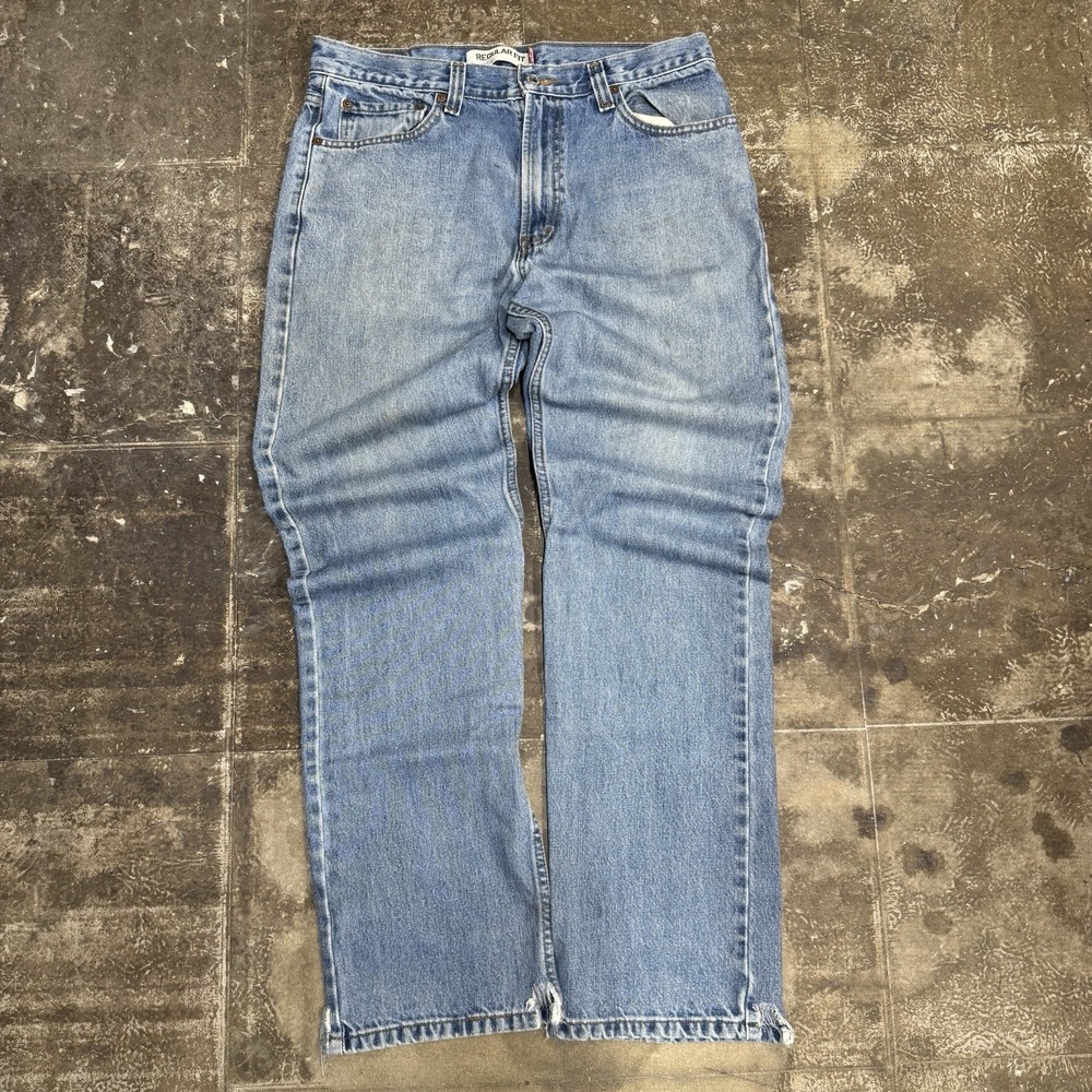 Levi 505 Jeans Regular Fit Men's Size 34x34 Medium Wash Denim Blue Y2K Straight